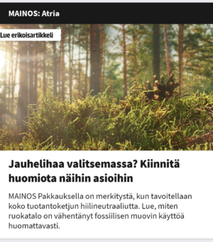 Kuvakaappaus Atrian mainoksesta